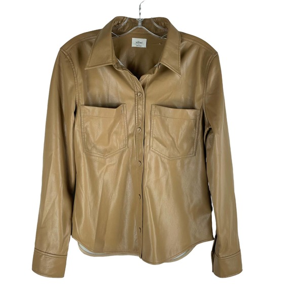 Wilfred Taryn Button Up Shirt Vegan Leather Brown Size S - Picture 3 of 9